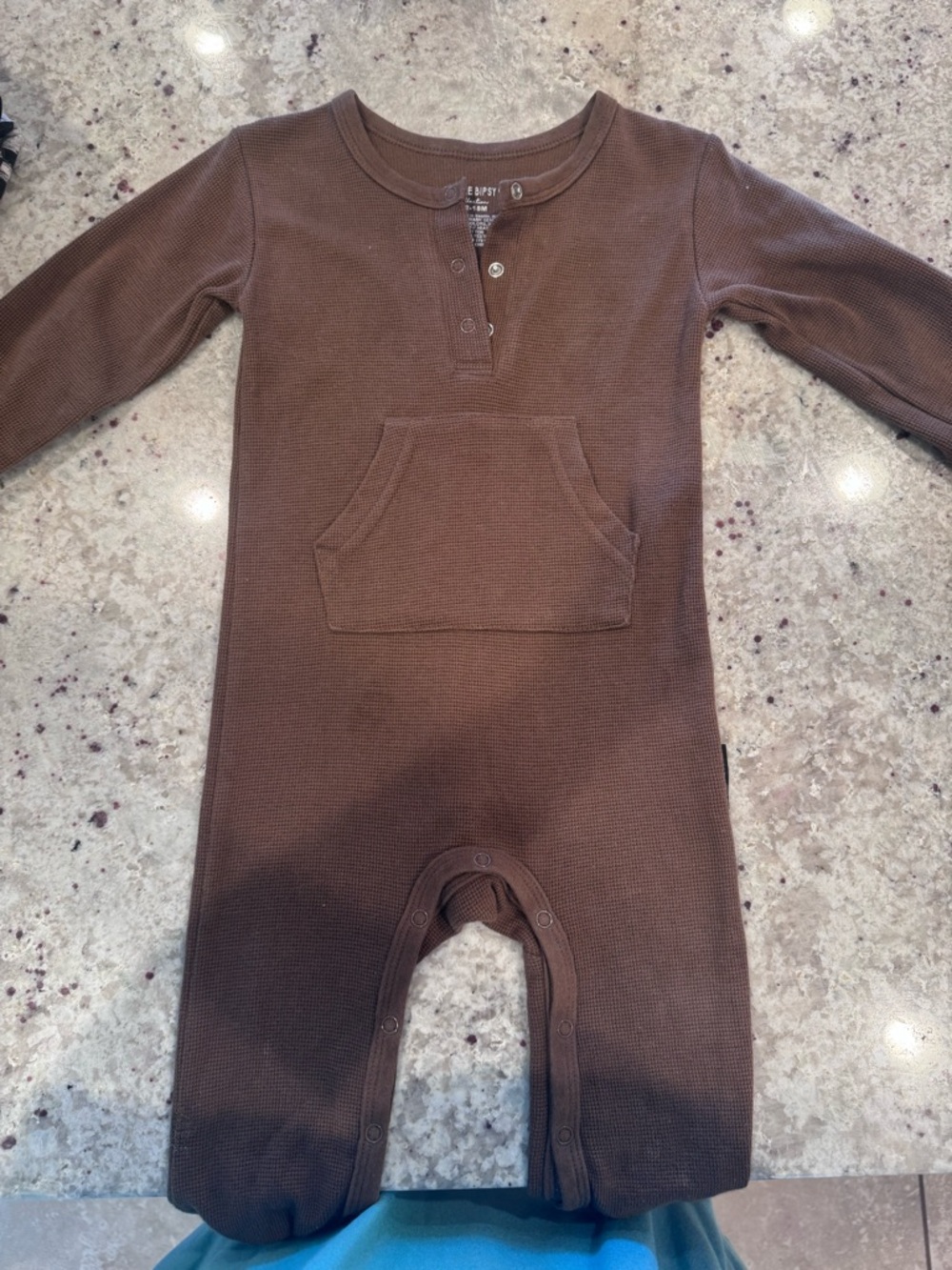 Little Bipsy Brown Long-Sleeve Waffle One-Piece